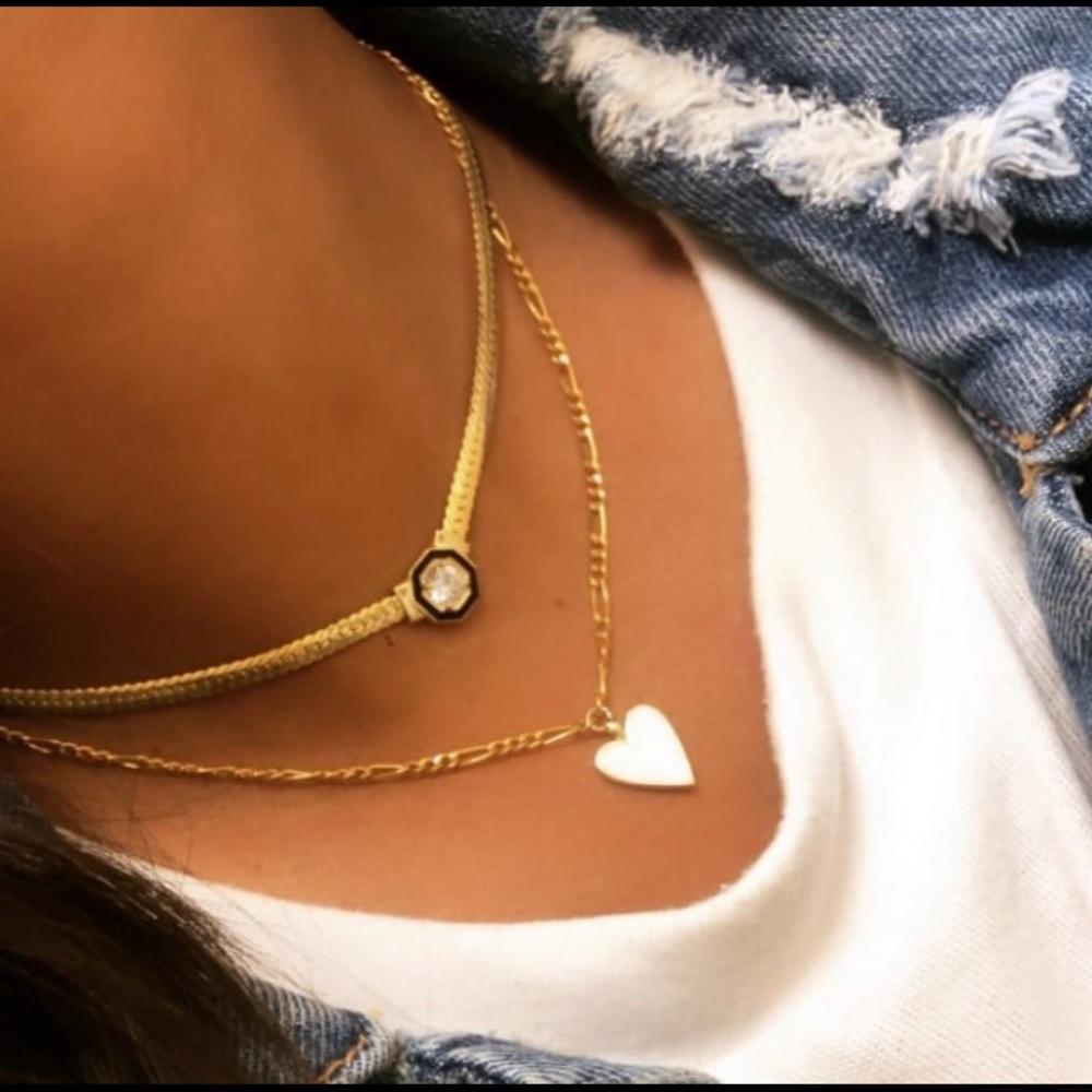 New Heart Enamel heart with chain gold plated